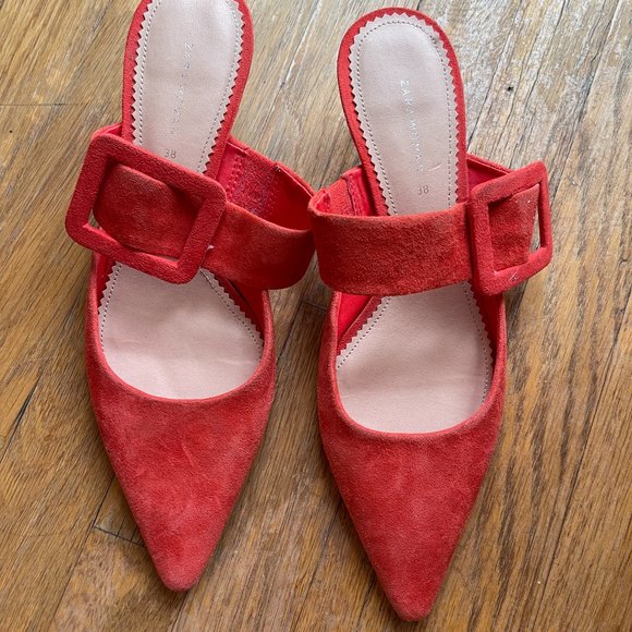 Zara Shoes - Zara  buckle orange/red mules 38